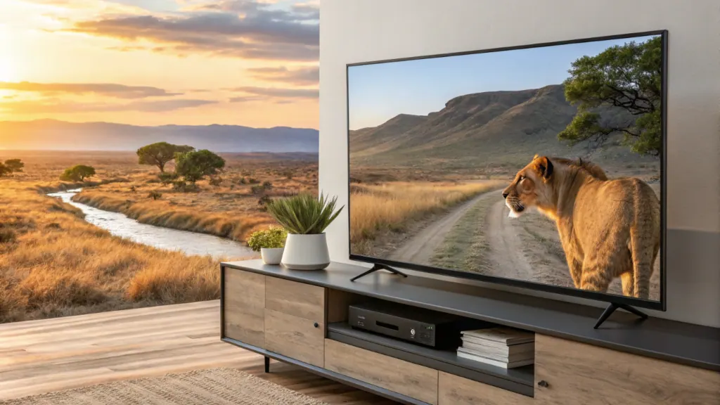 Naturdokumentation in 4K auf einem großen Fernseher